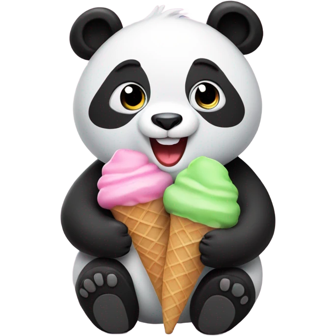 Panda eating ice cream emoji