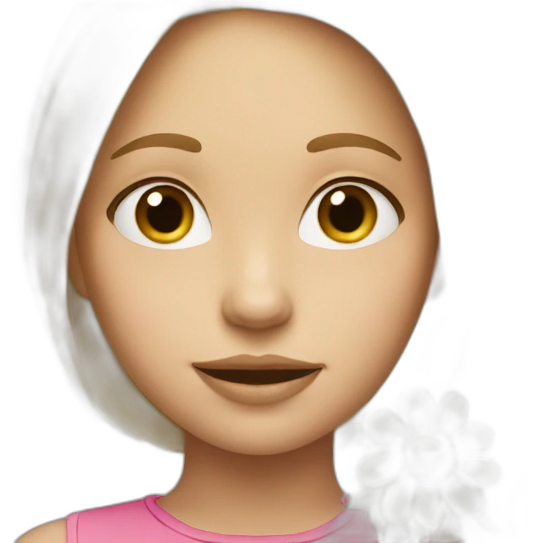 Girl with blond hair and a flower emoji