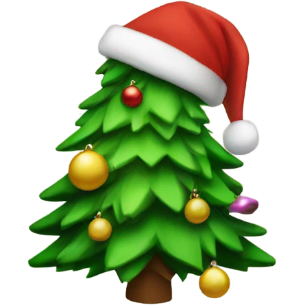 Christmas tree with a Santa hat emoji