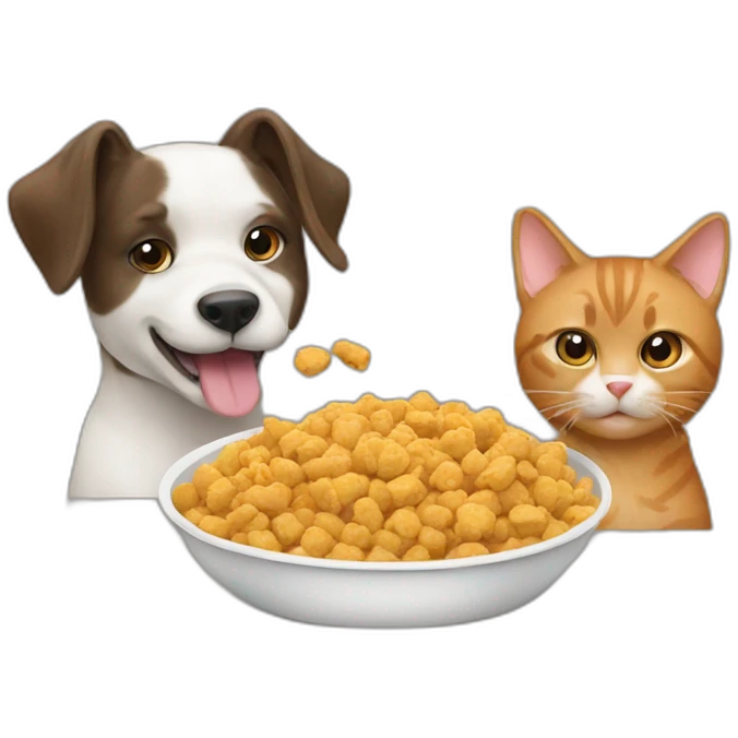 Dog and cat eating food  emoji