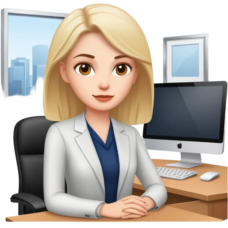 white woman sitting in office emoji