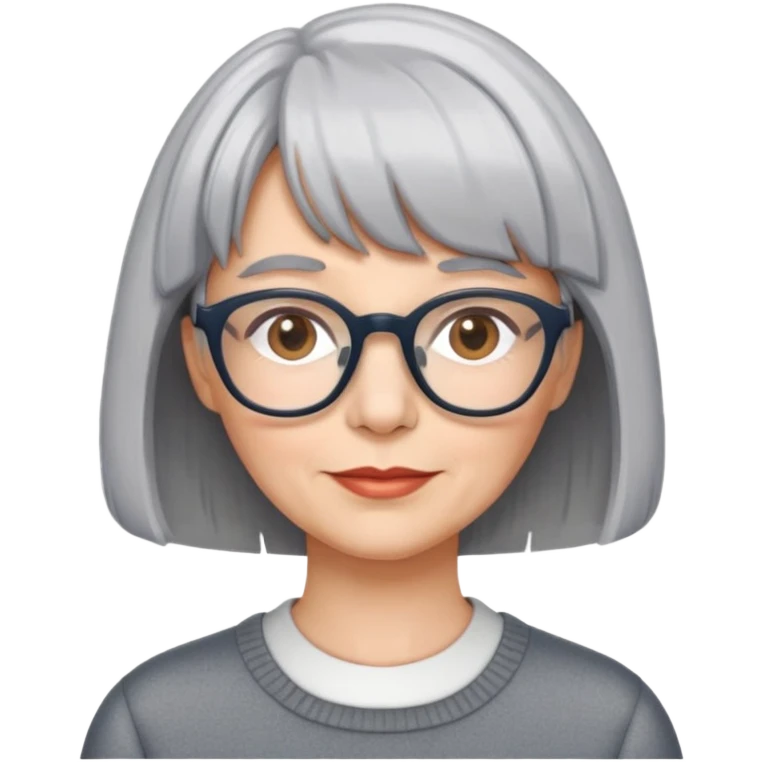 women glasses grey hair bob with bangs  emoji