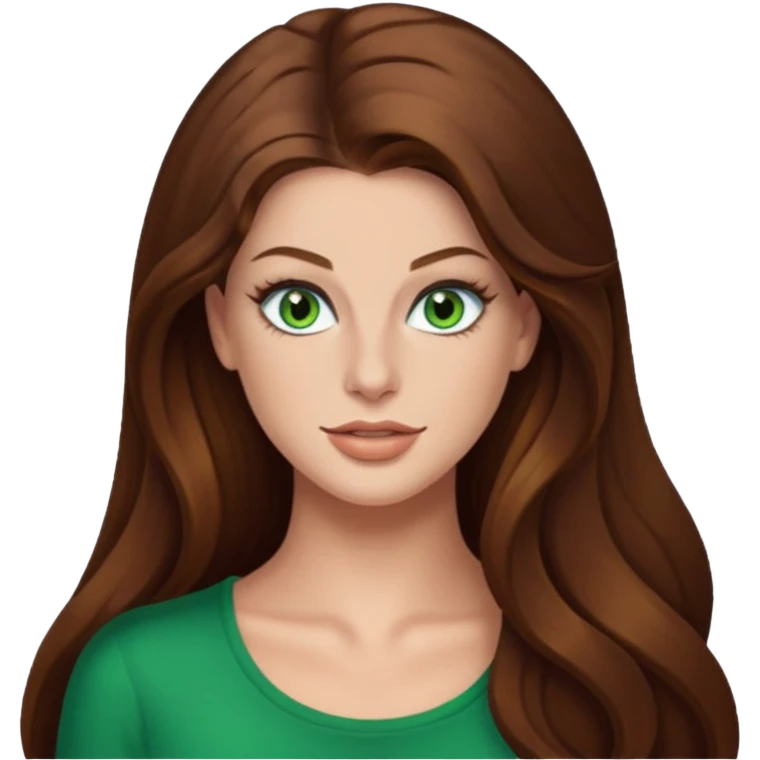 Hannah Stocking green eyes, brown long hair emoji