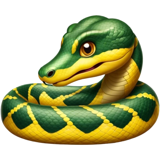 Cinematic Comical Anaconda Portrait Emoji, Head tilted dramatically with an exaggeratedly shocked expression, featuring a robust, patterned body with wide, comically expressive eyes full of humorous disbelief, Simplified yet hilariously expressive features, highly detailed, glowing with a slightly sassy jungle glow, high shine, dramatic yet playful, stylized with an air of quirky reptilian attitude, soft glowing outline, capturing the essence of a meme-worthy anaconda that looks ready to side-eye its way into viral fame! emoji
