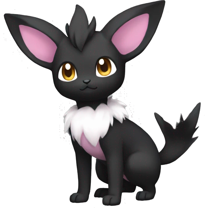 Dark Black Kawaii Eeveelution-Cute-Pokémon-fusion full body emoji