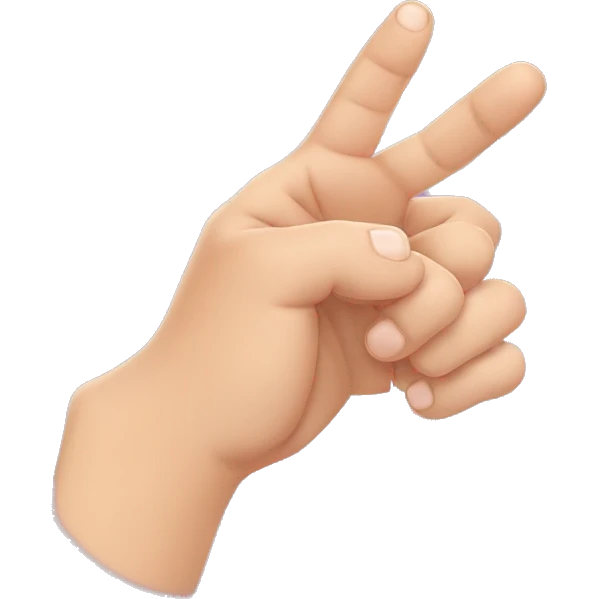 horizontally hand with index finger, middle finger and pinky streched and thumb and ring finge joined emoji