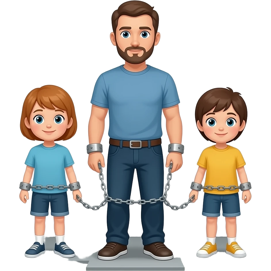 Man with kids in a basement chained up emoji