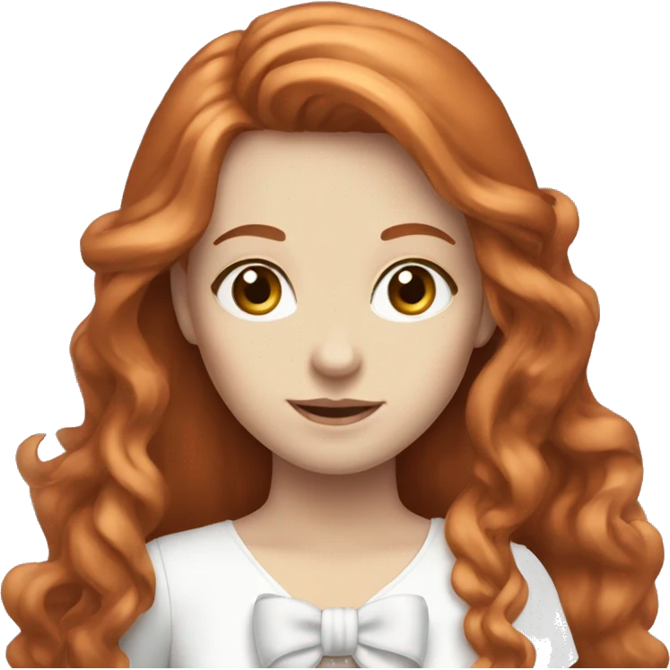 Red-haired girl with long hair and a white bow in hair with pale skin emoji