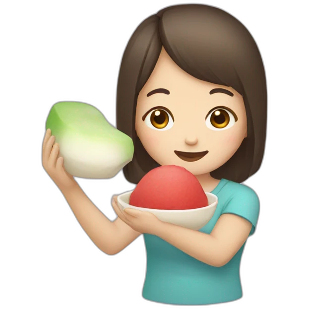 girl eat mochi emoji