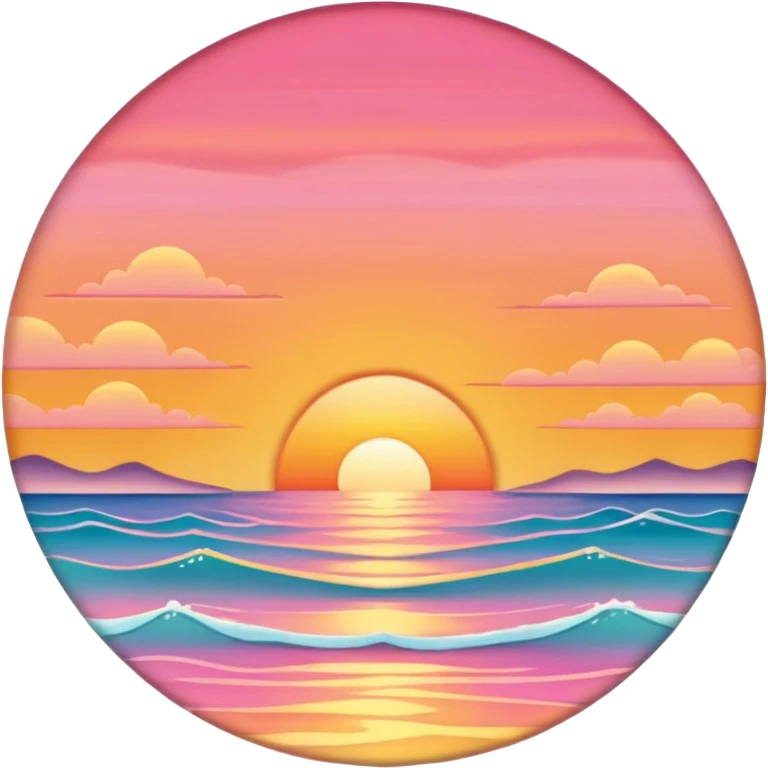 Sunset over a calm ocean with soft waves and a clear sky." emoji