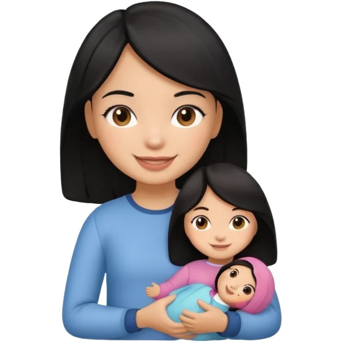 a black hair girl with 1 doll emoji
