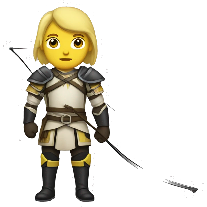 archer with yellow and white armor and black boots   without helmet and blond hair  and white skin emoji