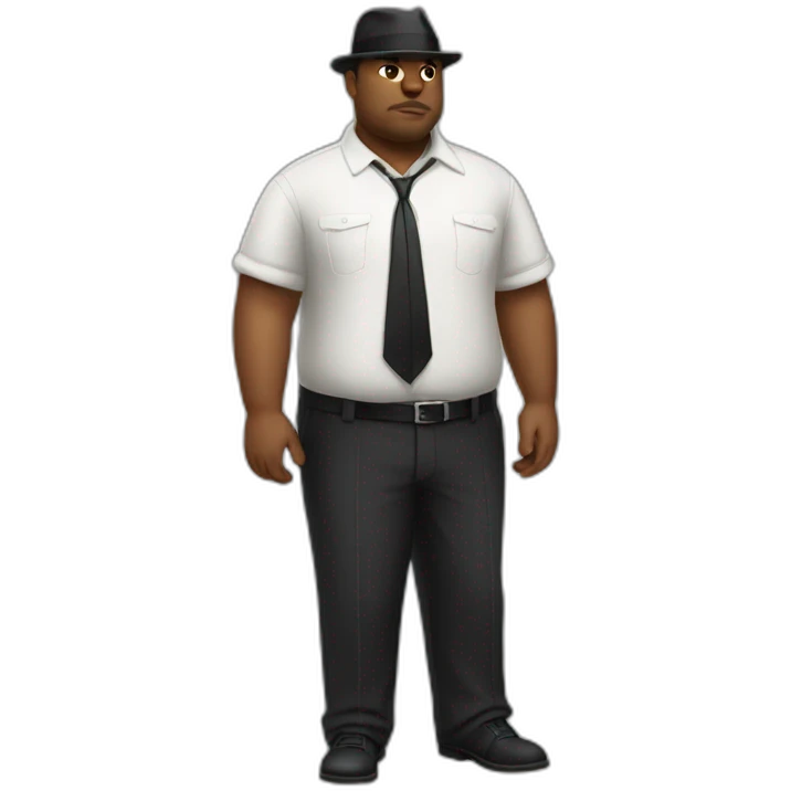 20s gangster full body, white overweight emoji