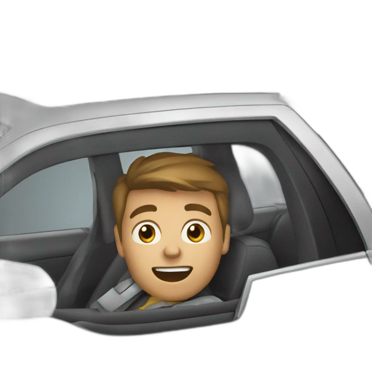 Zooming Uber driver driving fast in car emoji