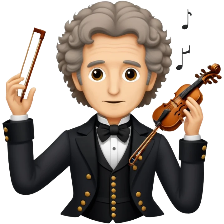 Hector Berlioz with wild hair conducting an orchestra emoji