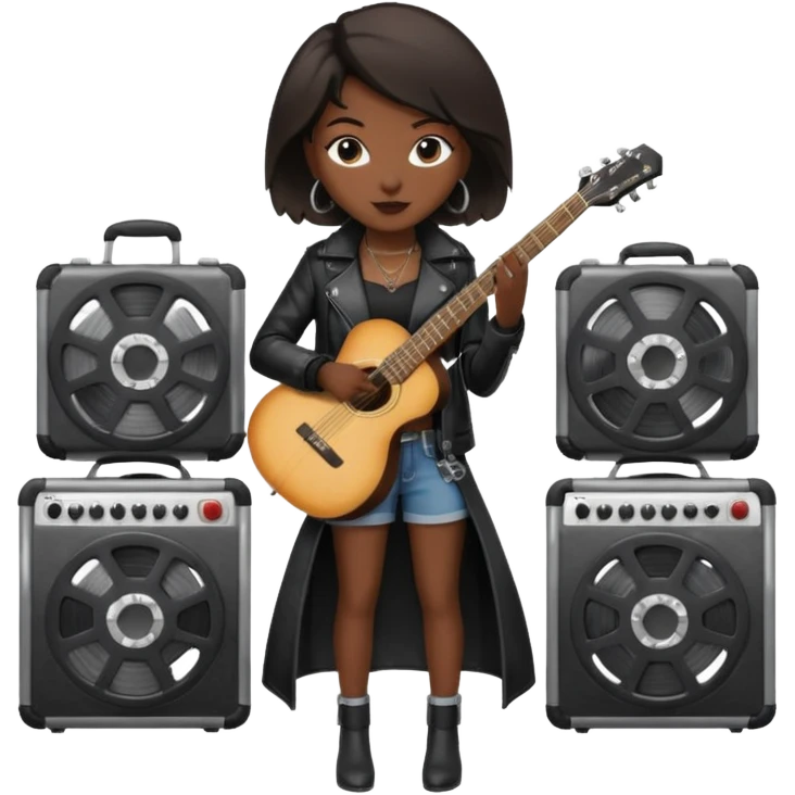 concert black Cable reels connected do a guitar woman emoji