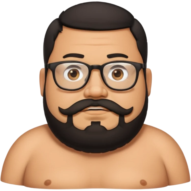 A fat shirtless mexican guy with short hair, a beard, and glasses emoji