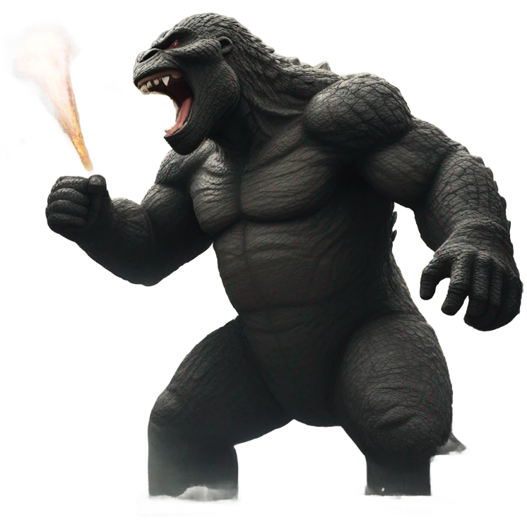 Godzilla fighting kong emoji