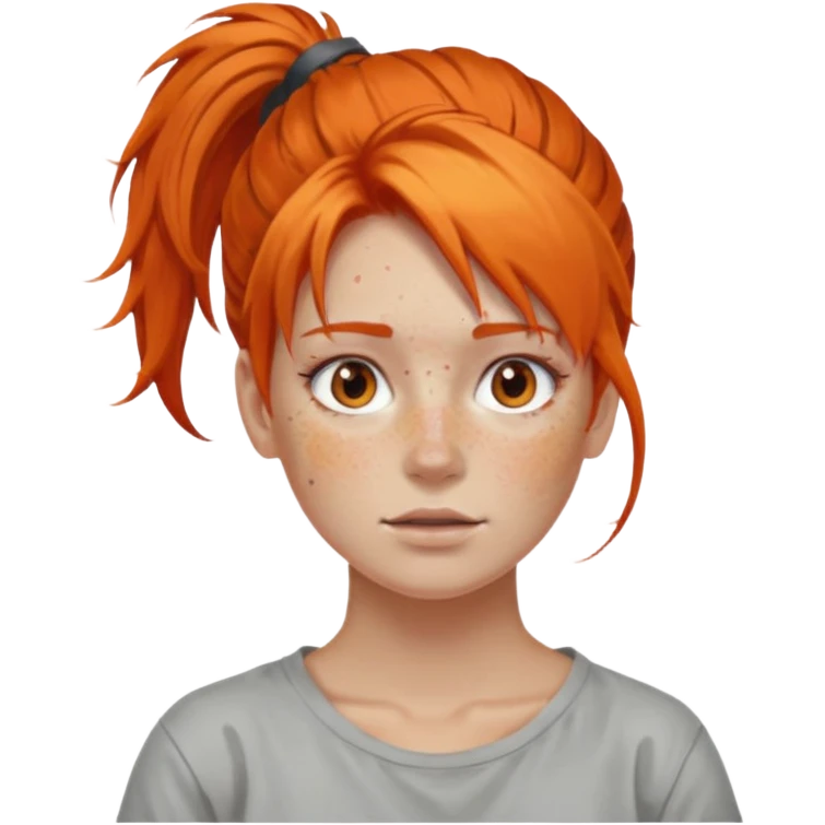 Artist with messy ponytail orange hair emoji