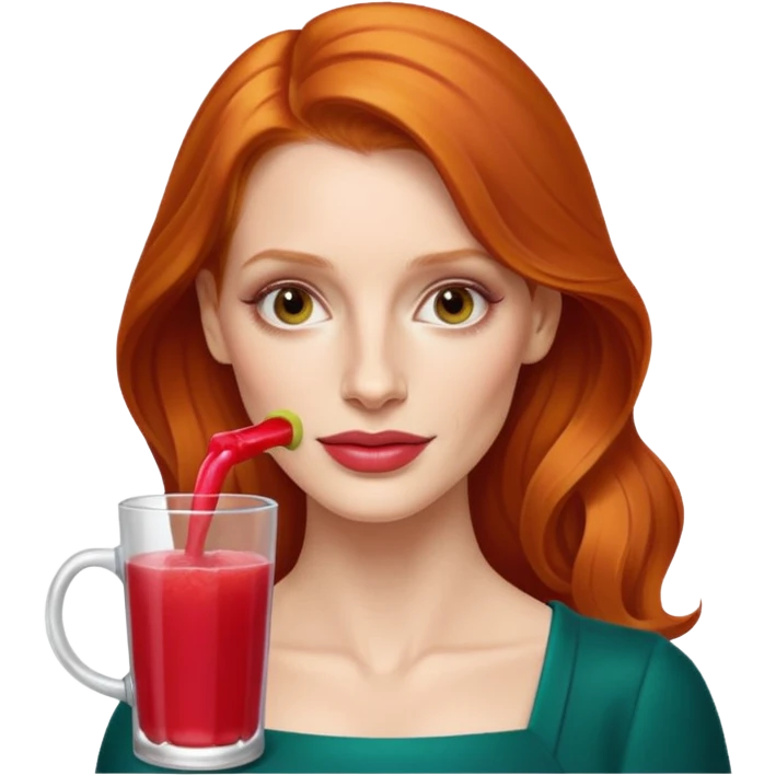 Jessica Chastain, making fruit punch emoji