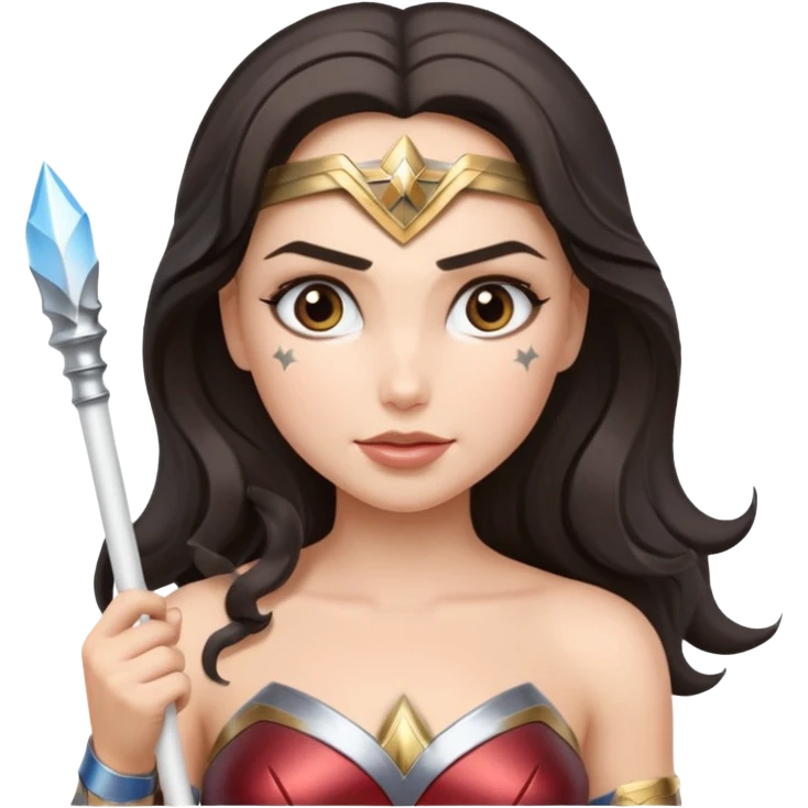 Wonder Woman holding white baton emoji