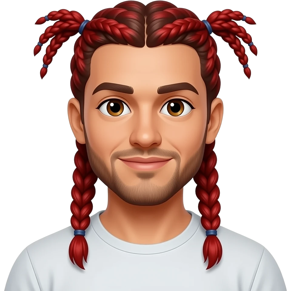 Faz me um homem com 2 tranças vermelhas emoji