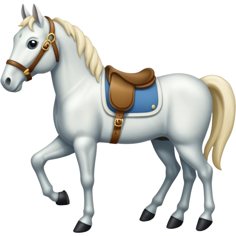 Un cheval blanc avec 4 pattes à l’avant et 4 pattes à l’arrière  emoji