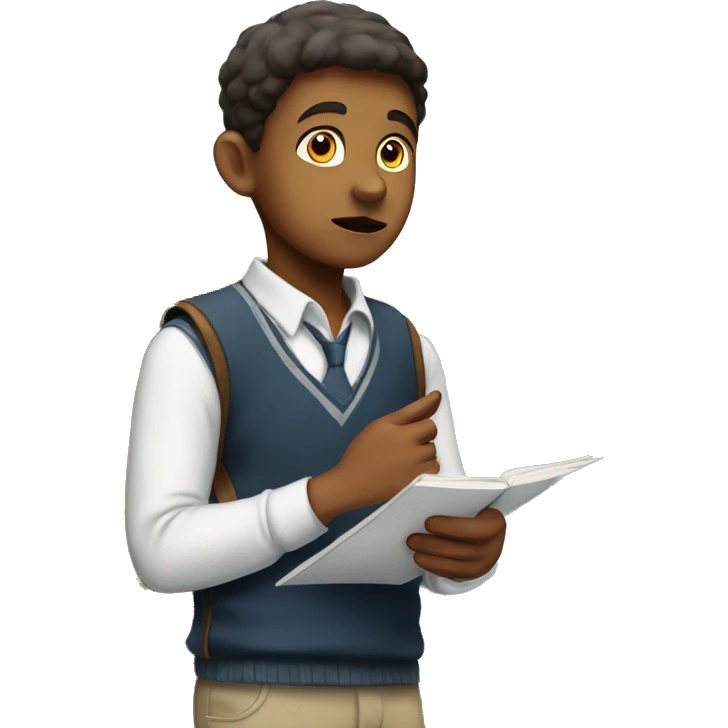 schoolboy listens attentively emoji