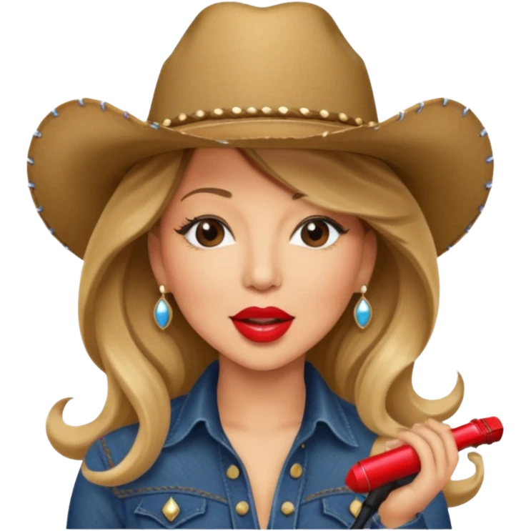 mariah carey is singing with mirco and cowboy hat emoji
