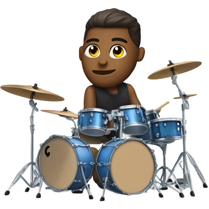 Side angle view of a Groove guardian drummer sitting on drumset with extra cymbals  emoji