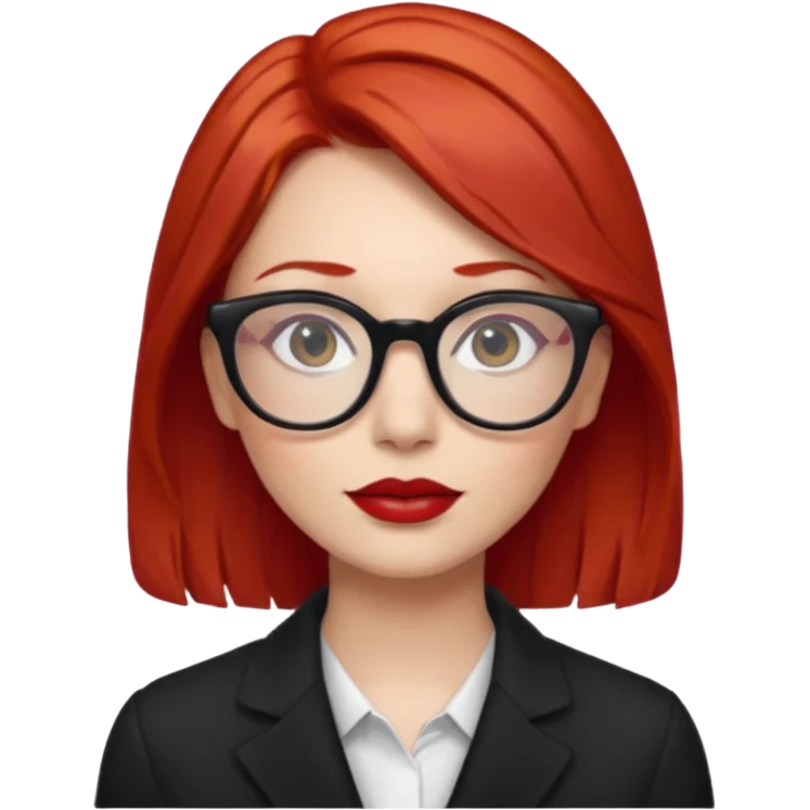 red hair with red lipstick and glasses emoji