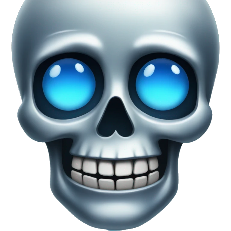 blue eyed silver skull emoji