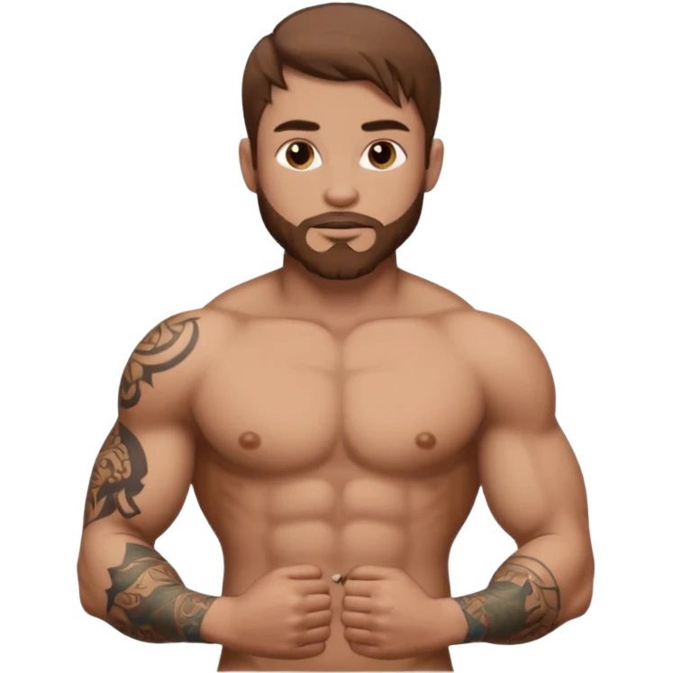 brown haired tattooed guy naked showing his big dick emoji