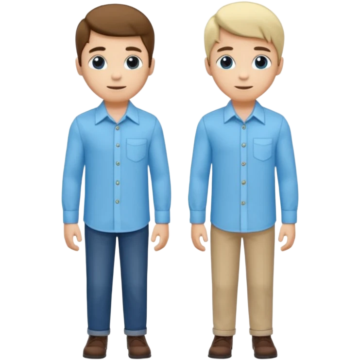 Duas camisas sociais de botão manga longa nas cores azul claro e bege, sem ninguém usando, somente camisa  emoji