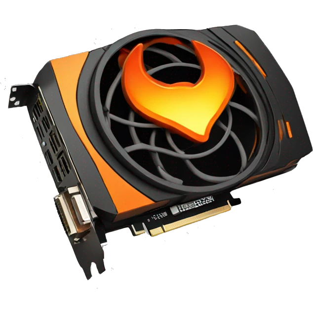 gpu with dark orange color and fire emoji
