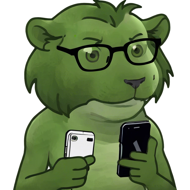 Lion with phone emoji