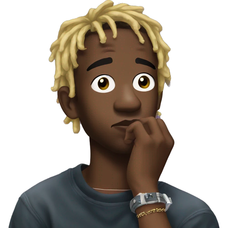 Lil uzi vert thoughtful with his hand on his chin emoji