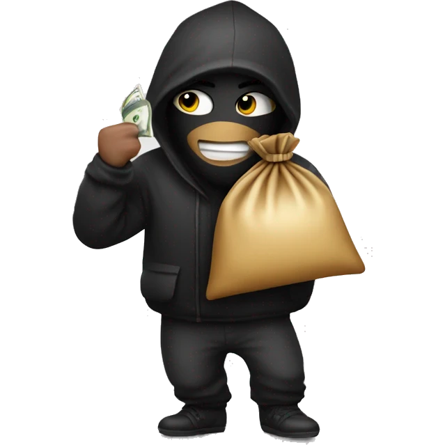 Robber with money bag on back emoji