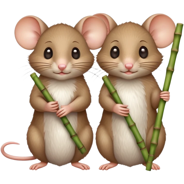 cute mice holding bamboo sticks emoji
