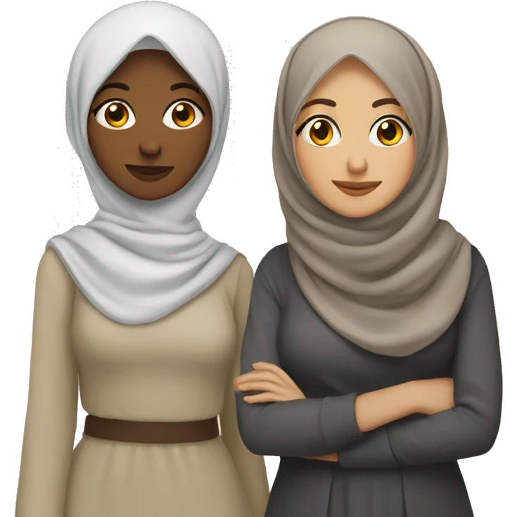 Non hijabi with her hijabi friend    emoji