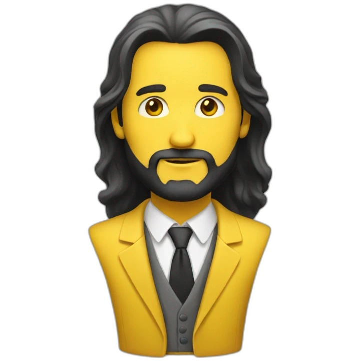 A man with long hair, a beard and yellow suit emoji