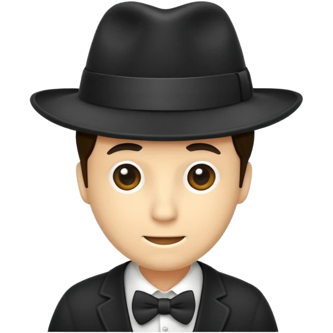 fedora, isolated, transparent background, black emoji