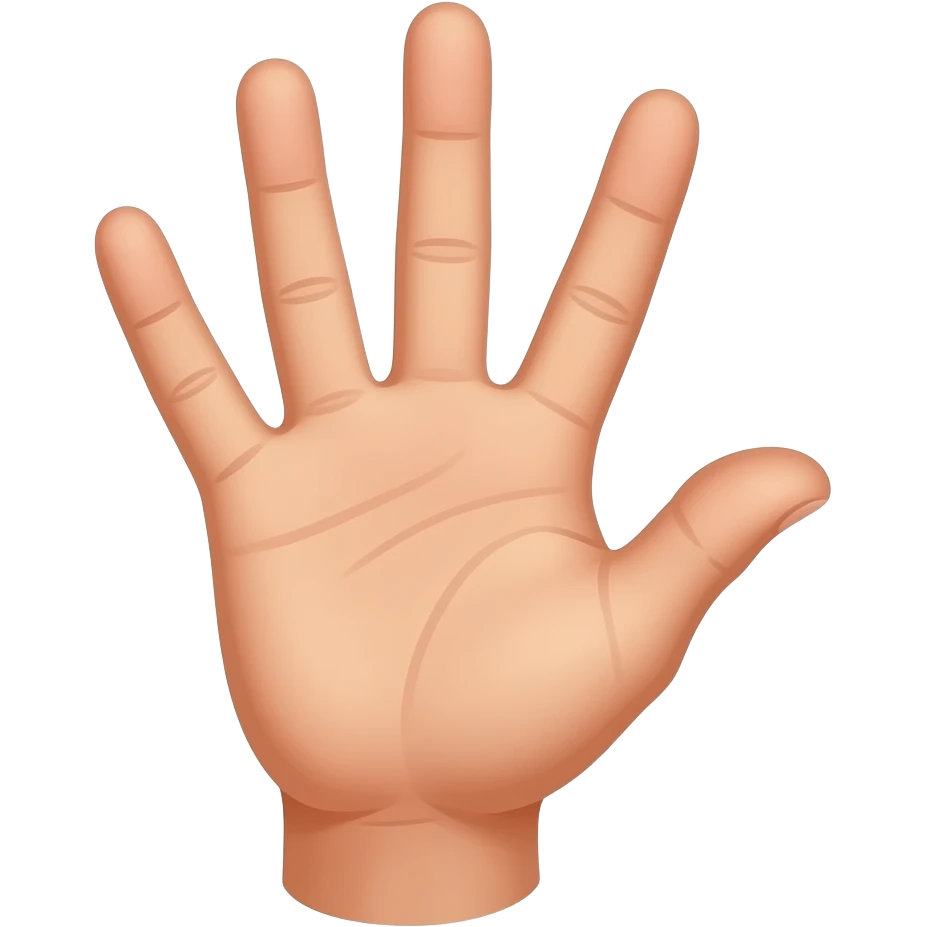 Keep all the fingers up except for the middle one. Make the middle one loosely bend forward at a 90 degree angle emoji