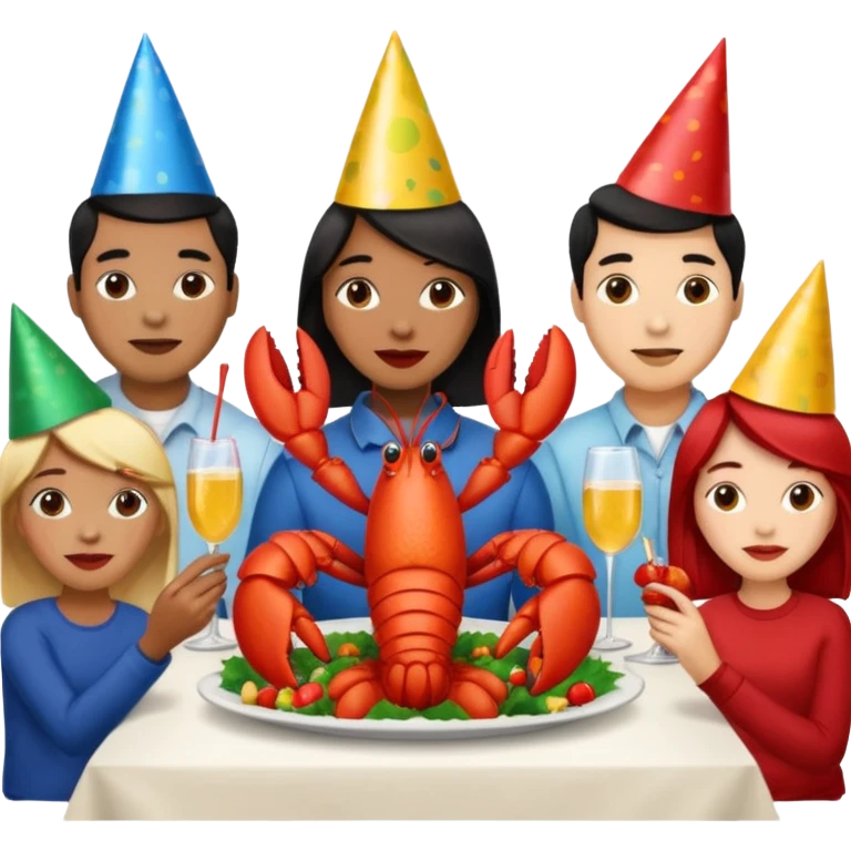 200 people eating lobster at a family party emoji