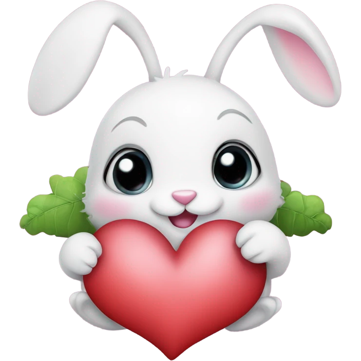 cute small bunny and cute caterpillar in love. hearts all around emoji