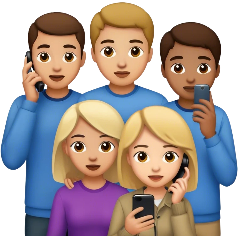 young group and all on the phone emoji