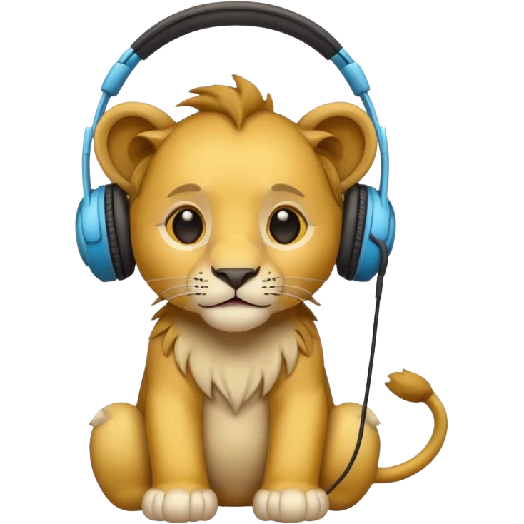 baby lion with headphone emoji