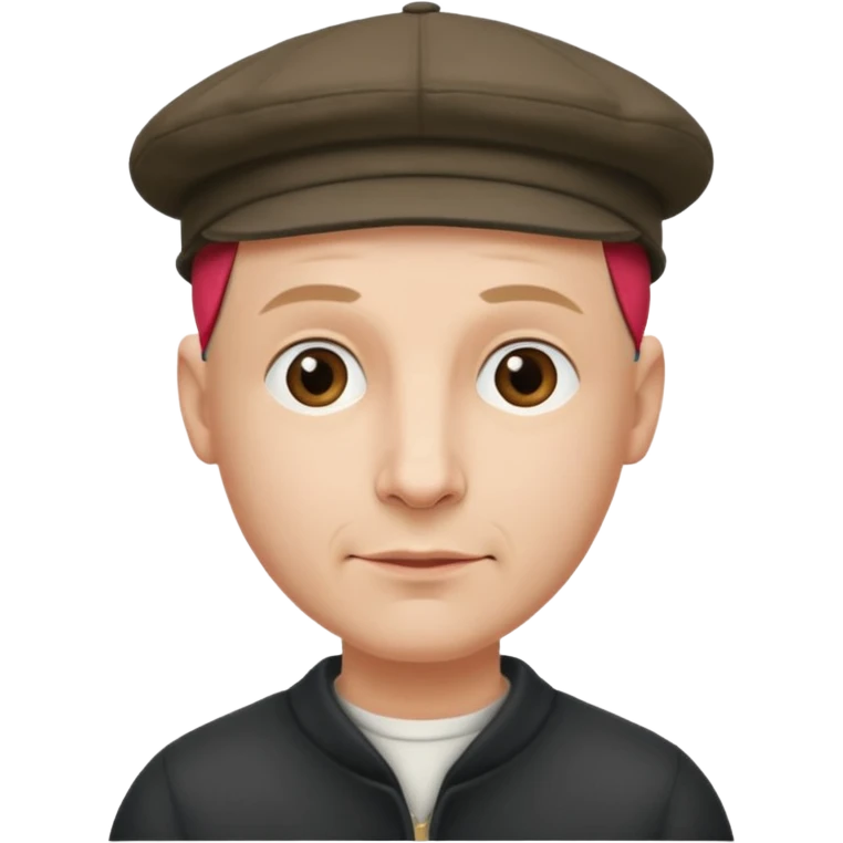 a bald man wearing a old english style cap looking hopeful emoji