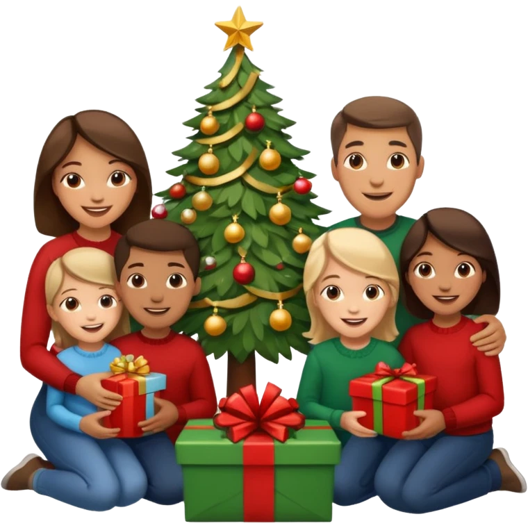 Family Xmas under tree emoji