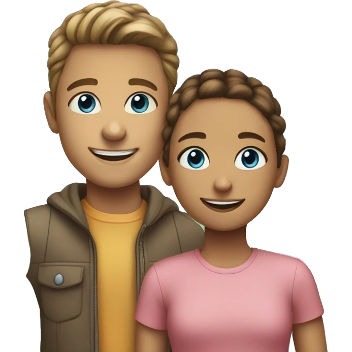 smiling girl with boy outdoors blue eyes emoji